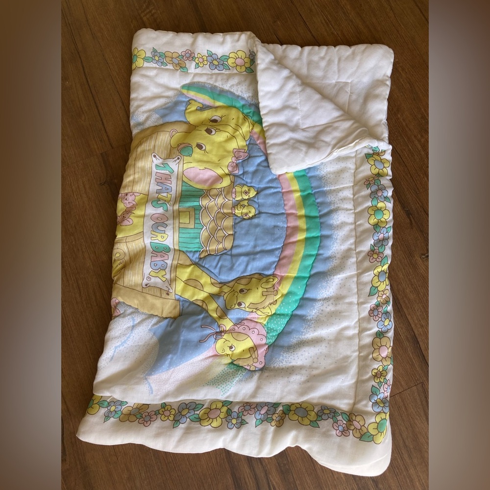 Vintage Baby seeping bag with pastel Rainbow Design